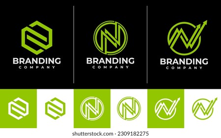Simple geometric line initial N logo design. Minimalist letter N logo branding.