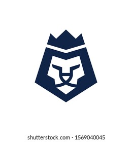 simple geometric Lion head wear crown logo design