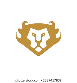 Simple geometric Lion head wear logo design