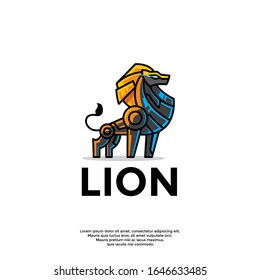 simple geometric lion logo, modern icon vector design
