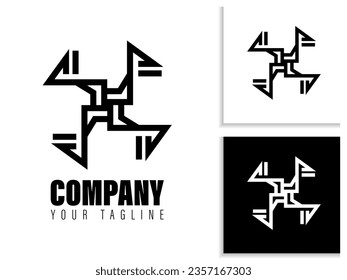 einfaches geometrisches Logo-Design auf Schwarz-Weiß