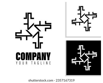 simple geometric logo design in black and white