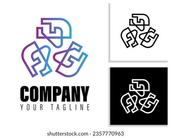 simple geometric logo design in gradient color