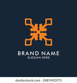 Simple geometric logo design template with letter X