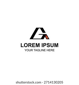 Un logotipo geométrico simple que muestra las iniciales combinadas G que forman un símbolo de casa o techo utilizando colores negro y naranja.