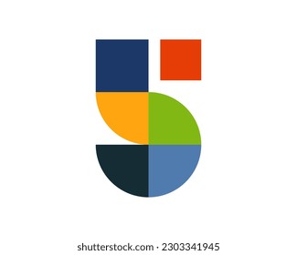 simple geometric logo template of initial letter number 1 5 B S I