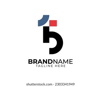 simple geometric logo template of initial letter number 1 5 B S I