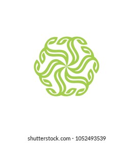 Simple geometric logo template. Modern business icon. Hexagon round ornament. Vector symbols, emblems, element and logotypes.