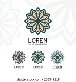 Simple geometric logo template. Modern business icon set. Hexagon round ornament. Vector symbols, emblems, element and logotypes.