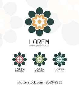 Simple geometric logo template. Modern business icon set. Hexagon round ornament. Vector symbols, emblems, element and logotypes.