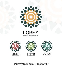 Simple geometric logo template. Modern business icon set. Hexagon round ornament. Vector symbols, emblems, element and logotypes.