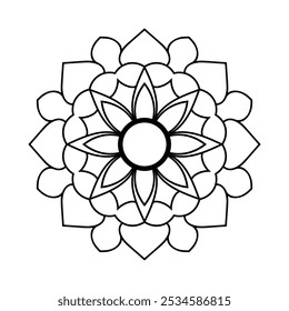 Simple Geometric Mandala Design for Coloring Book Page