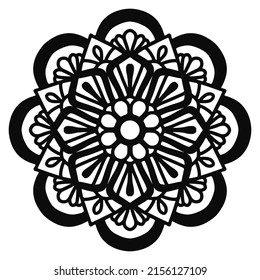 Simple geometric mandala flower vector design with thick black outline for cutting and crafts.