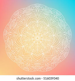 Simple geometric mandala isolated  on gradient mesh. Colorful vector illustration