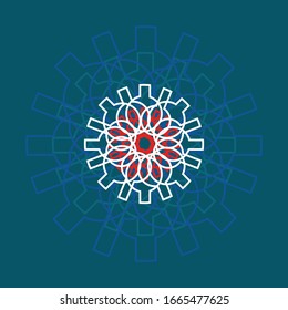  Simple geometric mandala logotype. Kaleidoscope. Surround abstract blossom.
