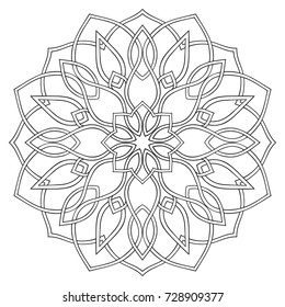 Simple geometric mandala. Oriental ornament. Design element. Template for stained-glass window.