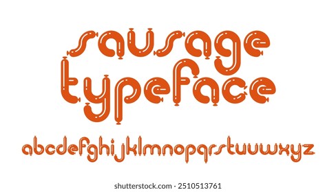 Simple geometric minimal vector font letters looks like balloons or sausages, funny typography alphabet, celebration cartoon happy and joyful typeface.