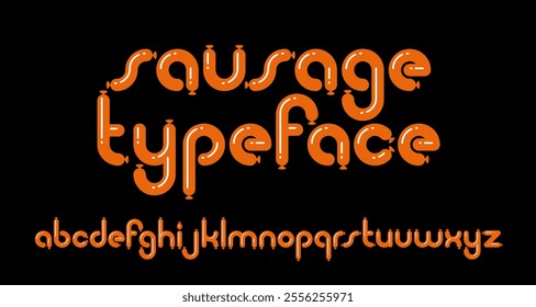 Simple geometric minimal vector font letters looks like balloons or sausages, funny typography alphabet, celebration cartoon happy and joyful typeface.