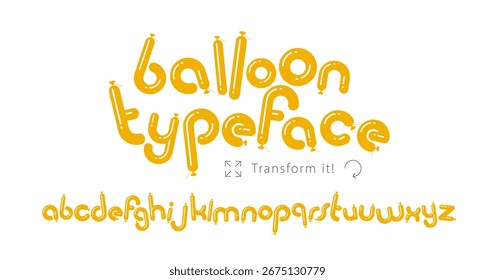 Simple geometric minimal vector font letters looks like balloons or sausages, funny typography alphabet, celebration cartoon happy and joyful typeface.