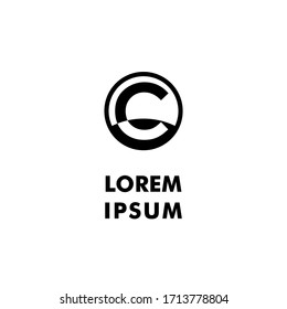 simple geometric modern black C logotype creative design concept