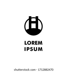 concepto simple geométrico moderno de diseño creativo del logotipo H negro