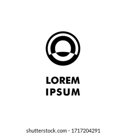 concepto simple geométrico moderno de diseño creativo del logotipo O negro