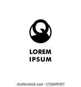 simple geometric modern black Q logotype creative design concept