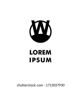 concepto simple geométrico moderno de diseño creativo del logotipo W negro