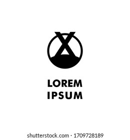 concepto simple geométrico moderno de diseño creativo del logotipo X negro