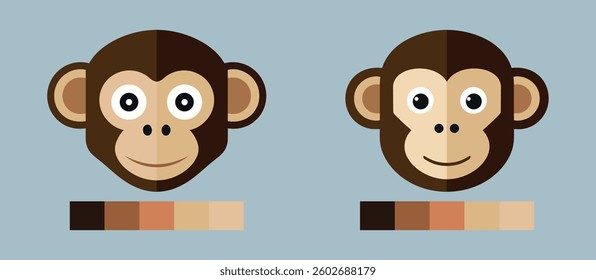 Simple geometric Monkeys flat style vector illustration.
