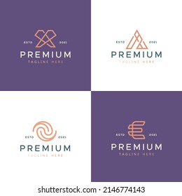 Logotipo y promoción de marca para empresas, moda y boutique de una carta monográfica geométrica simple