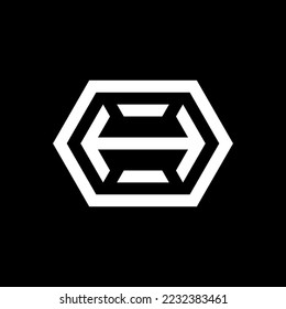 Simple Geometric Monogram Logo Design Template with H letter Inside