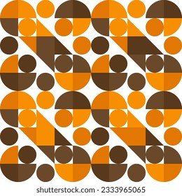 Simple Geometric Mosaic Abstract Pattern Decorative Ornament Background Seamless Vector Illustration Brown Orange White