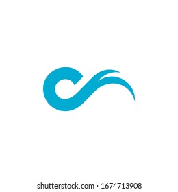vectorial de la letra c de las ondas de movimiento geométrico simple