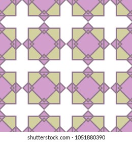 A simple geometric ornament. Linear vector image. Light background. Pattern for tiles. Home cozy theme. Warm shades. Scandinavian style. Squares and rhombuses. Calm colors. Eastern motifs.