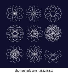 Simple geometric ornaments, set of circular patterns - vector illustration