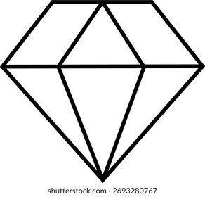 Simples contorno geométrico de uma pedra preciosa em uma ilustração de arte de linha branca e preta limpa