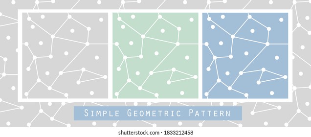 Simple geometric pattern. Abstract dots and circles connected by lines. Vector seamless background.