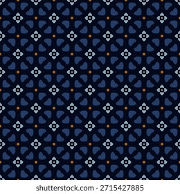 Patrón geométrico simple Formas florales abstractas motivo clásico de fondo mínimo azul. Pequeños Elementos de flores de diamante Diseño de tela moderna Textil Swatch Damas vestido, camisa de los hombres por todo el bloque de impresión.