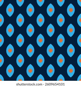 Simple geometric pattern abstract paisley shape motif classic blue minimal background. Repeat tiny small element modern fabric design textile swatch ladies dress, man scarf, shirt all over print block