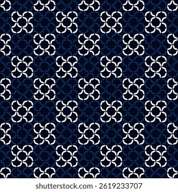 Simple geometric pattern abstract round shapes motif classic blue minimal background. Repeat tiny small element modern fabric design textile swatch ladies dress, man scarf, shirt all over print block.