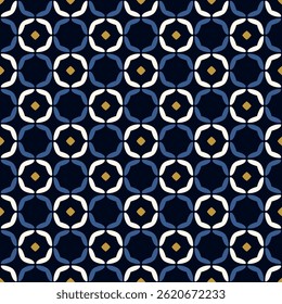 Padrão geométrico simples abstrato formas redondas motif clássico azul mínimo fundo. Repetir pequeno elemento pequeno moderno tecido design têxtil swatch senhoras vestido, homem cachecol, camisa em todo o bloco de impressão.
