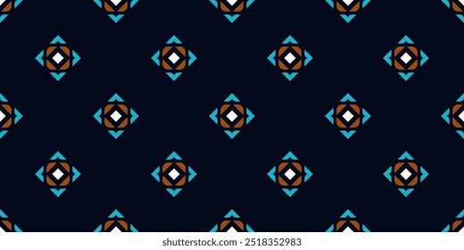 Simple geometric pattern abstract square shapes motif classic blue minimal background. Small diamond, triangle elements modern fabric design textile swatch ladies dress, man shirt allover print block.