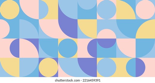 Simple geometric pattern. Bauhaus style. Abstract pattern with simple geometric figures in pastel shades. For use in web design, business presentation, poster, textile print. Vector illustration.