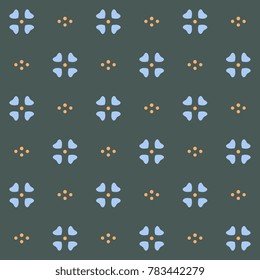 Simple geometric pattern. Decorative textile printing block. Small scale indigo floral ornament. Home decor, wallpaper, phone case, fabric cloth, paper all over design. Vector illustration.