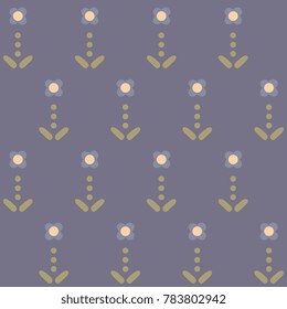 Simple geometric pattern. Decorative textile fabric printing block. Small scale floral ornament. Home decor, textile, wallpaper, phone case, fabric cloth, paper all over design. Vector illustration.
