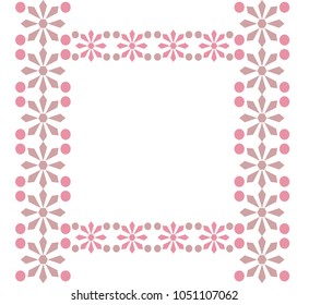 A simple geometric pattern with flowers. Minimalistic ornament. Vector image. Circles, polygons and rhombuses. 