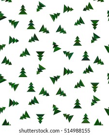 Simple geometric pattern, minimalist seamless print, green Christmas trees with stripes, bright New Year illustration for background, wrapping paper, vector EPS 8