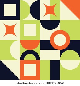 Simple geometric pattern. Orange green and black colored flat abstract design. Minimalistic figures and ghapes for web banner, brand packaging, fabric printing,wall painting, kids