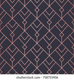 Simple geometric pattern. Seamless Vector Lines. Trendy Copper Look.